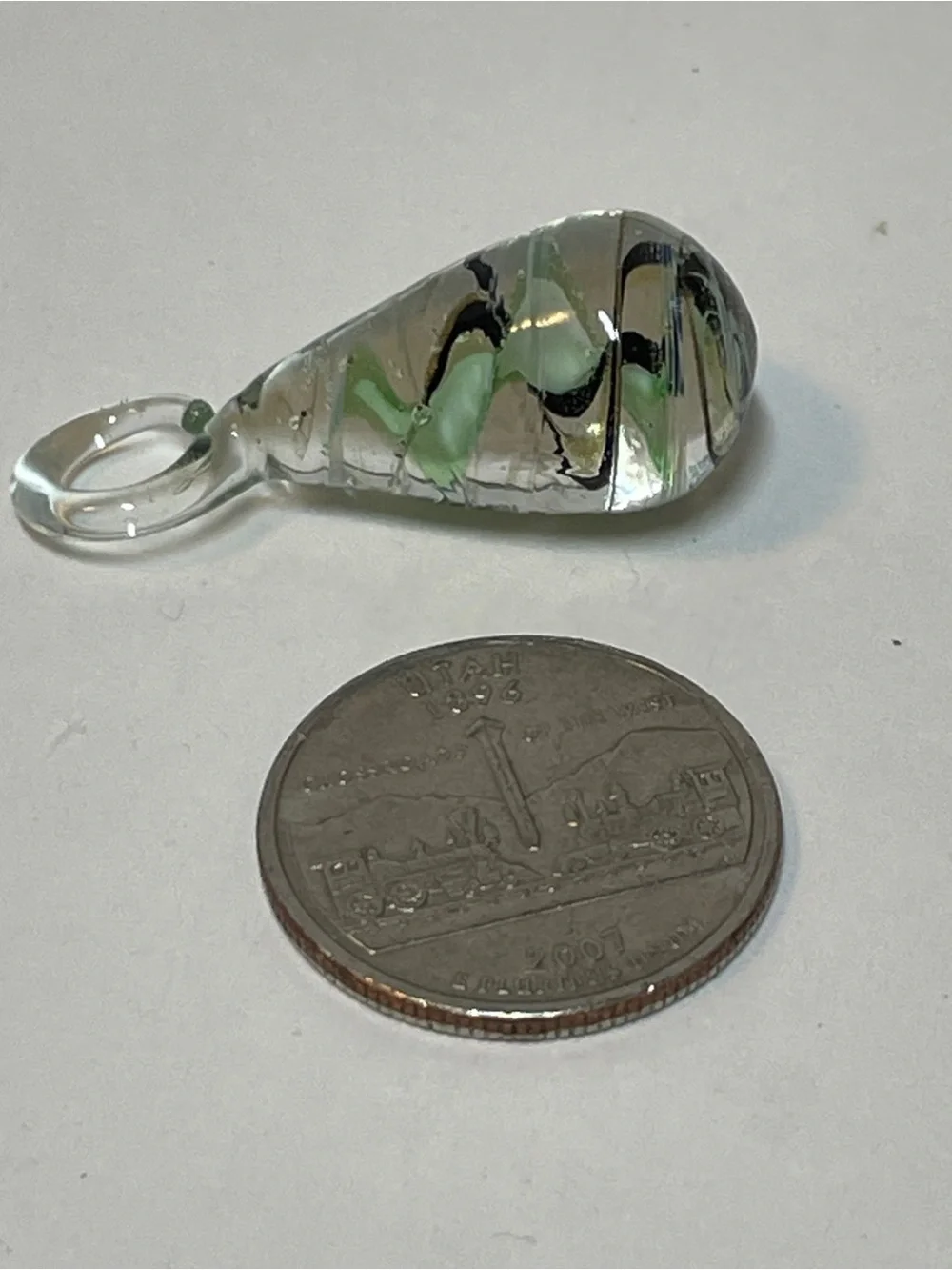 Teardrop Dichroic Iridescent Multicolor Glass Pendant Necklace Adjustable Cord